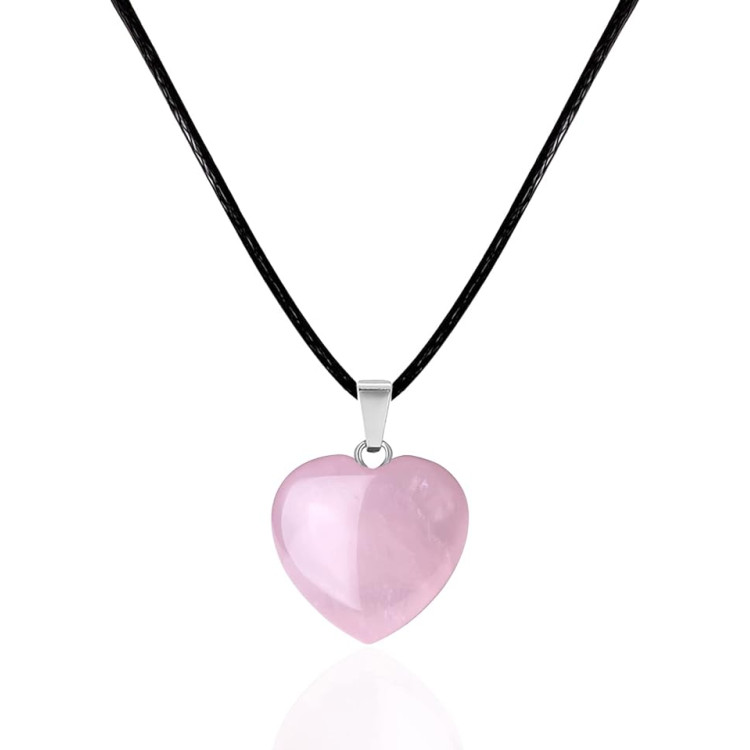 Collar Corazón Cuarzo Rosa