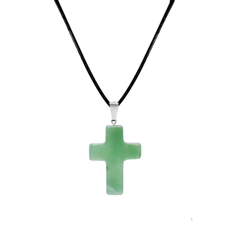 Collar Cruz Aventurina Verde