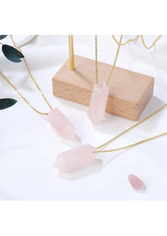 Collar Biterminado mini Cuarzo Rosa