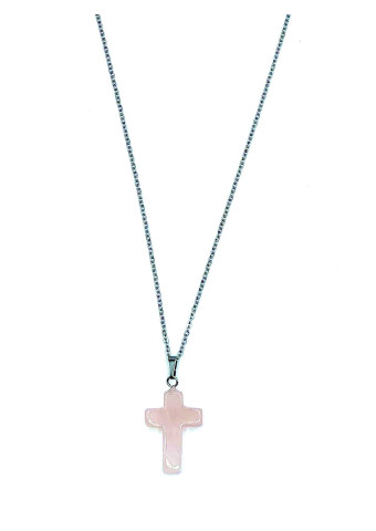 Colgante  Cruz Cuarzo Rosa