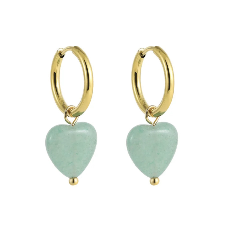 Pendientes Corazón Aventurina Verde