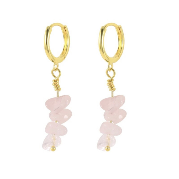 Pendientes Chip Cuarzo Rosa