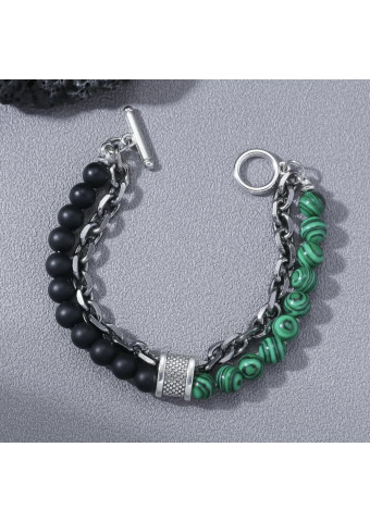 Pulsera Malaquita -  Jaspe Negro