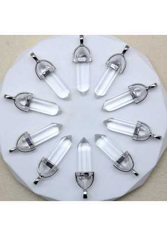 Colgante Biterminado Cuarzo Blanco