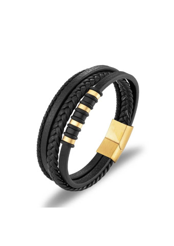 Pulsera silver black leather