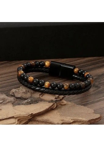 Pulsera leather Labradorita