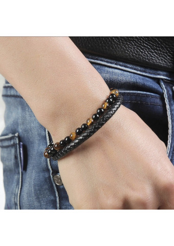 Pulsera leather Labradorita