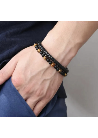 Pulsera leather Labradorita