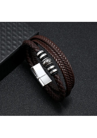 Pulsera steel black leather