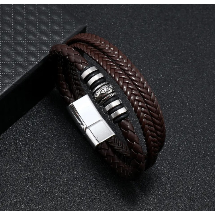 Pulsera steel black leather Pulsera steel black leather