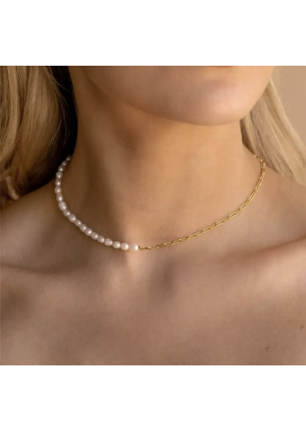 Collar silver pearl