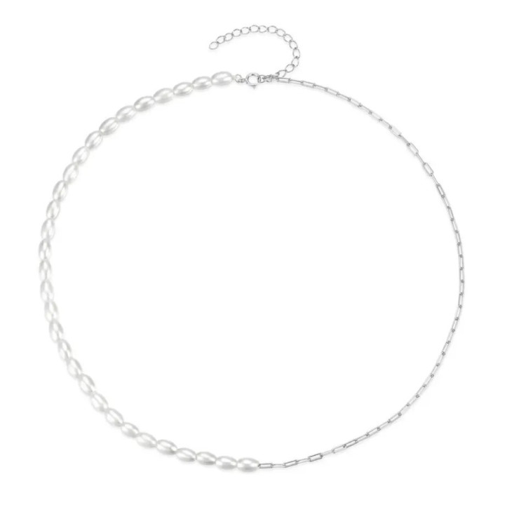 Collar silver pearl