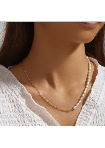 Collar silver pearl