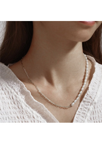 Collar silver pearl