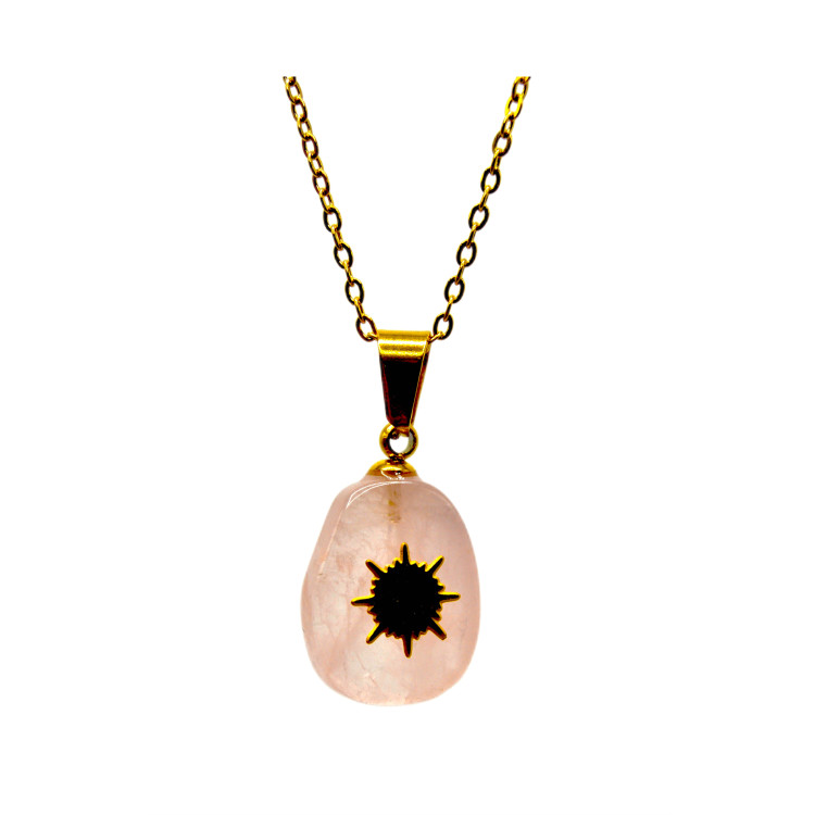 Collar Sol Cuarzo Rosa