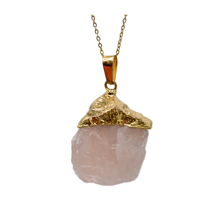 Collar Cuarzo Rosa dorado