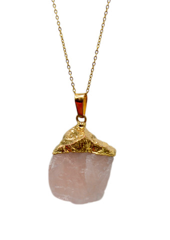 Collar Cuarzo Rosa dorado