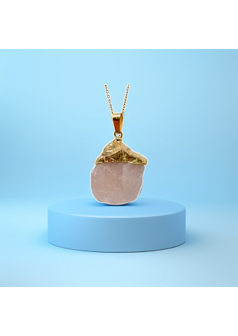 Collar Cuarzo Rosa dorado