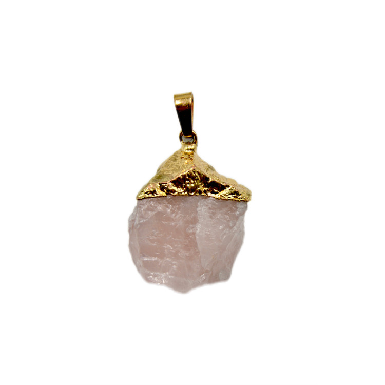 Colgante  Cuarzo Rosa dorado