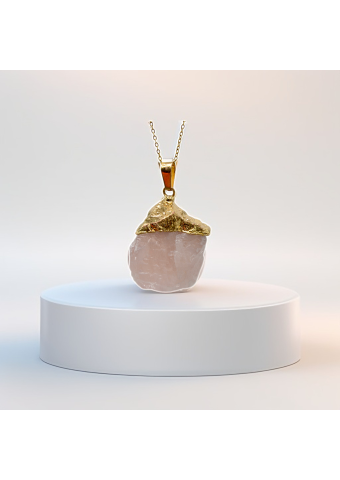 Colgante  Cuarzo Rosa dorado