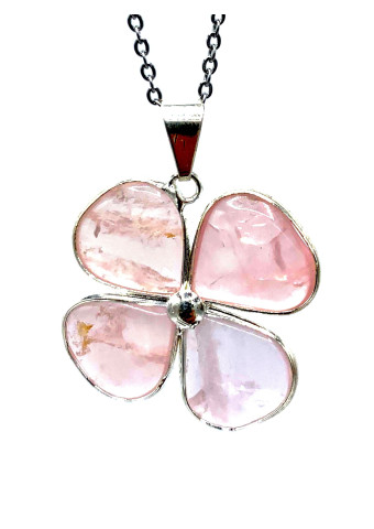 Colgante Trébol Cuarzo Rosa