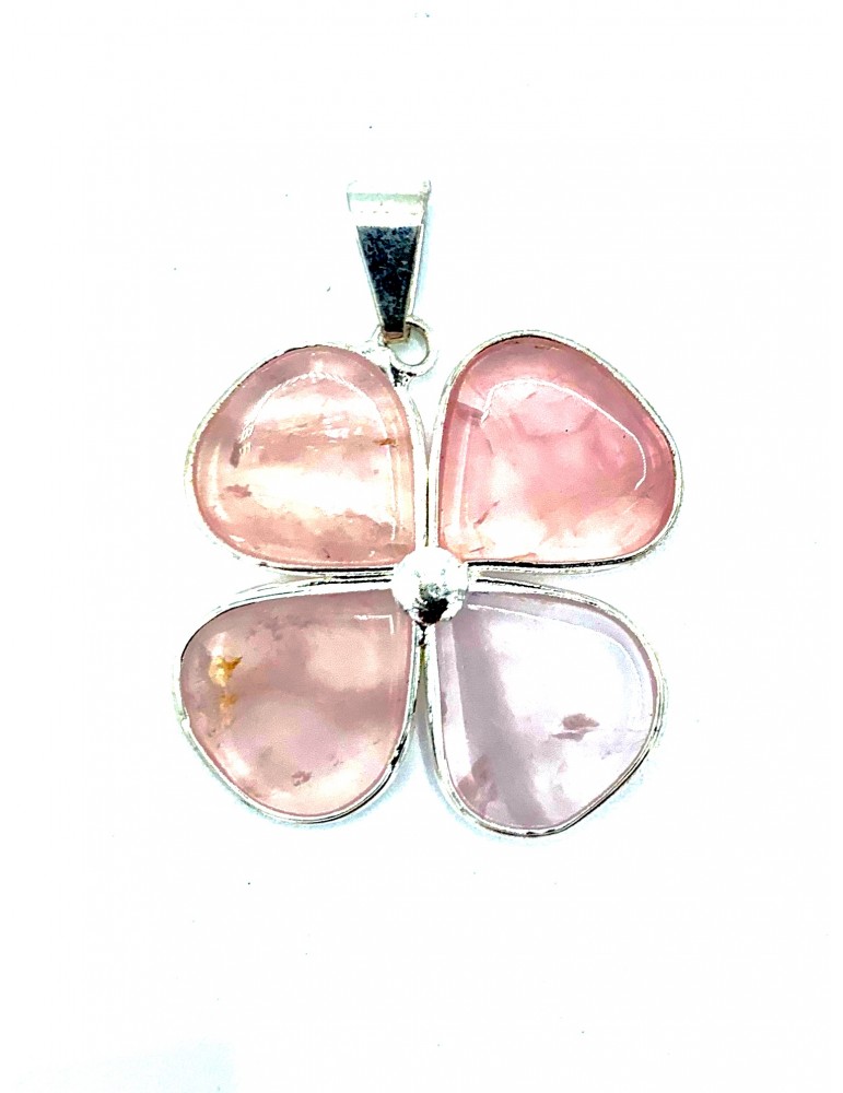 Colgante Trébol Cuarzo Rosa