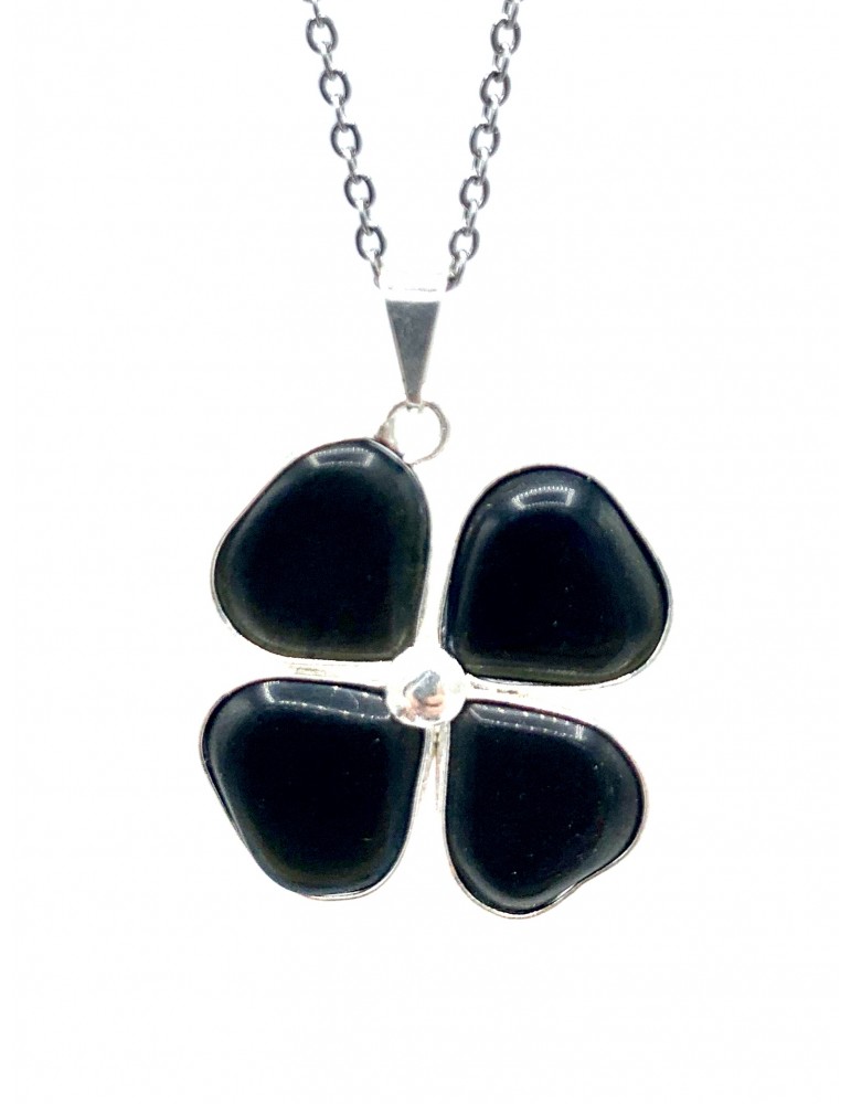 Collar Trébol Turmalina Negra