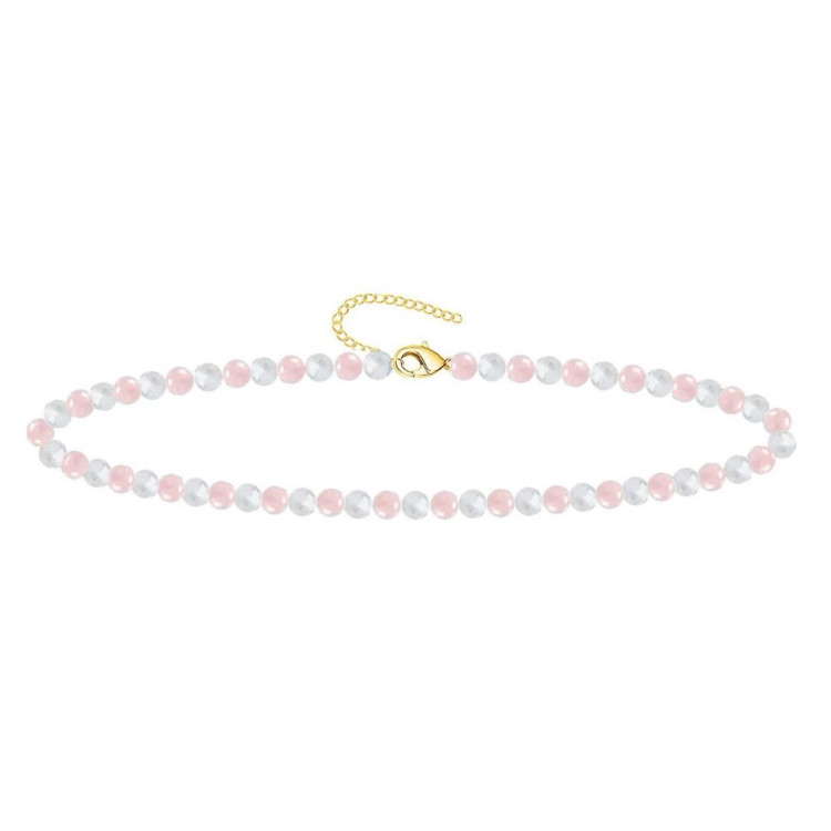 Pulsera con cierre Cuarzo rosa - Cuarzo Blanco