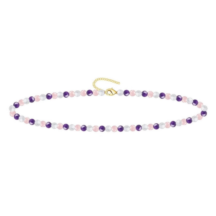 Pulsera con cierre Cuarzo rosa - Cuarzo Blanco - Amatista