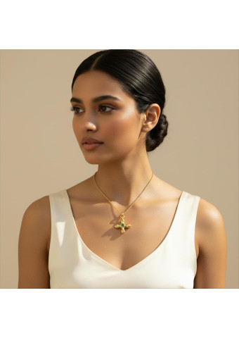 Collar Cruz Ágata Verde