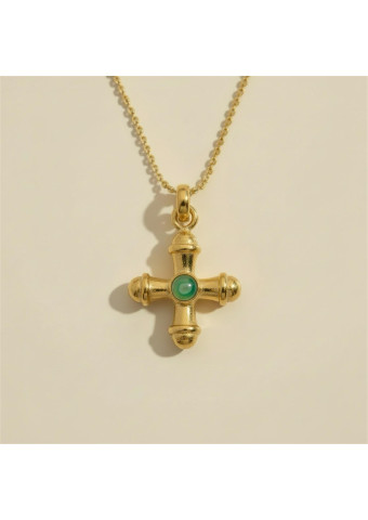 Collar Cruz Ágata Verde