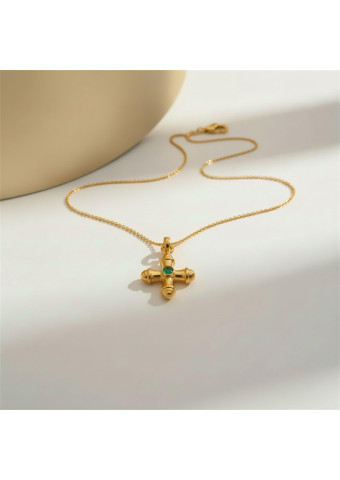 Collar Cruz Ágata Verde