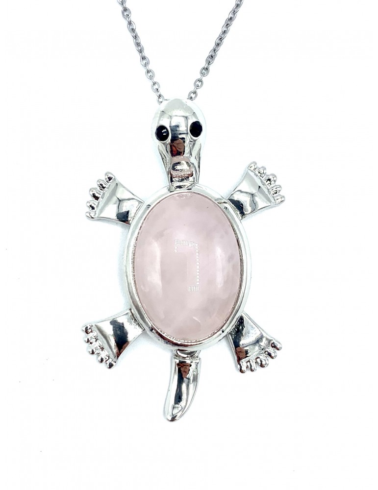 Collar Tortuga Cuarzo Rosa