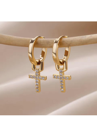Pendientes Cruz Brillante