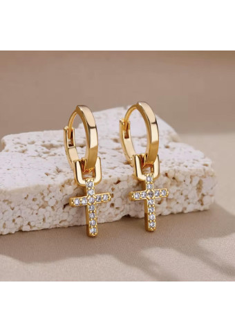 Pendientes Cruz Brillante