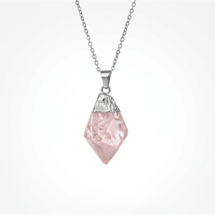 Collar Punta Cuarzo Rosa