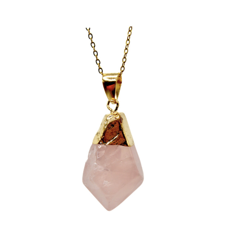 Collar Punta Cuarzo Rosa